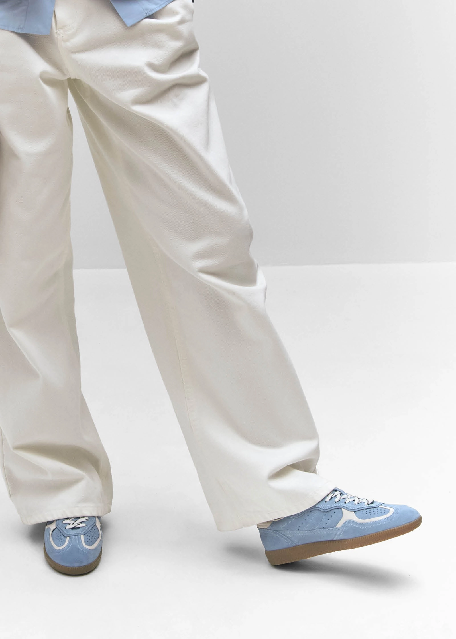 Tb.490 Rife Cornflower Blue Cream Leather Sneakers Vintage Shoes Flats