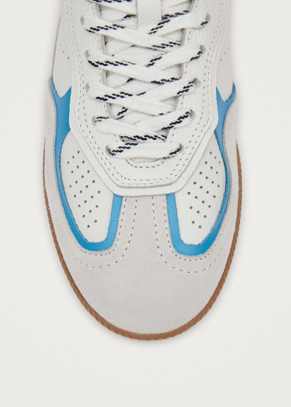 Tb.490 Rife Grain White Cornflower Blue Leather Sneakers Flat Pointy Toe Shoes