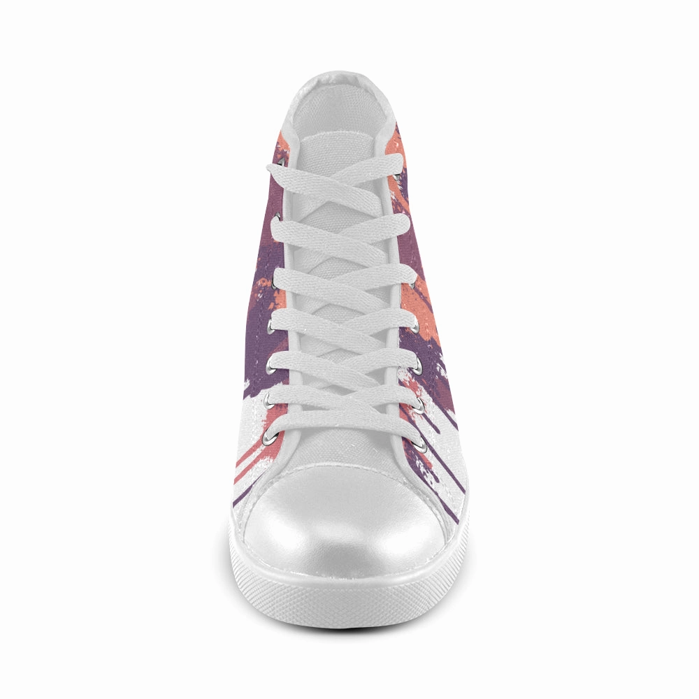 Women's Big Size Purple Graffiti Paint Splatter Print Canvas High Top Shoes High Heels On My Tippy