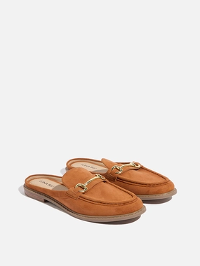 The Best Tennis Shoes For Flat Feet LUNA BLU Rust Chain-Detailed Faux-Suede Mule Shoes