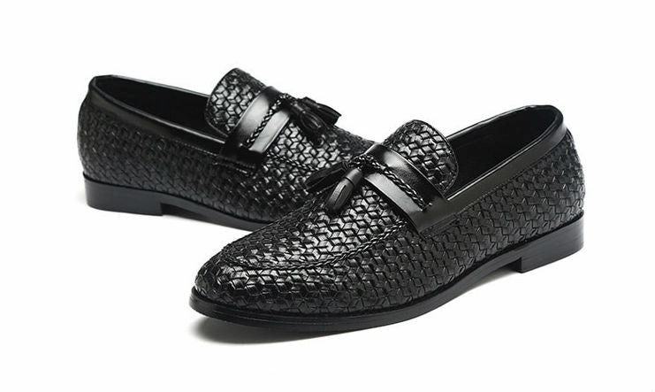 Flat Shoes Office Lustrous Weave with Tassel Men Loafers Shoes