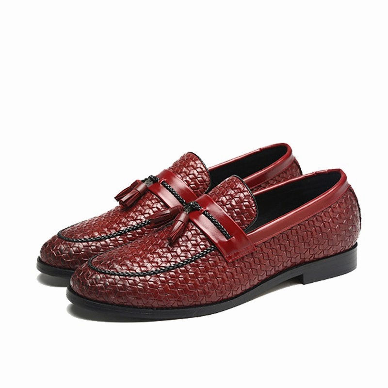 Comfortable Flat Dress Shoes Lustrous Weave with Tassel Men Loafers Shoes