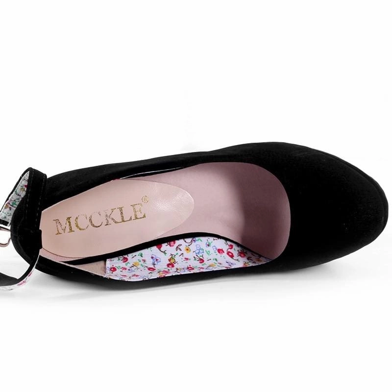 Female Flock Platform Buckle Ankle Strap Bowtie Shoes Animal Print High Heel Shoes