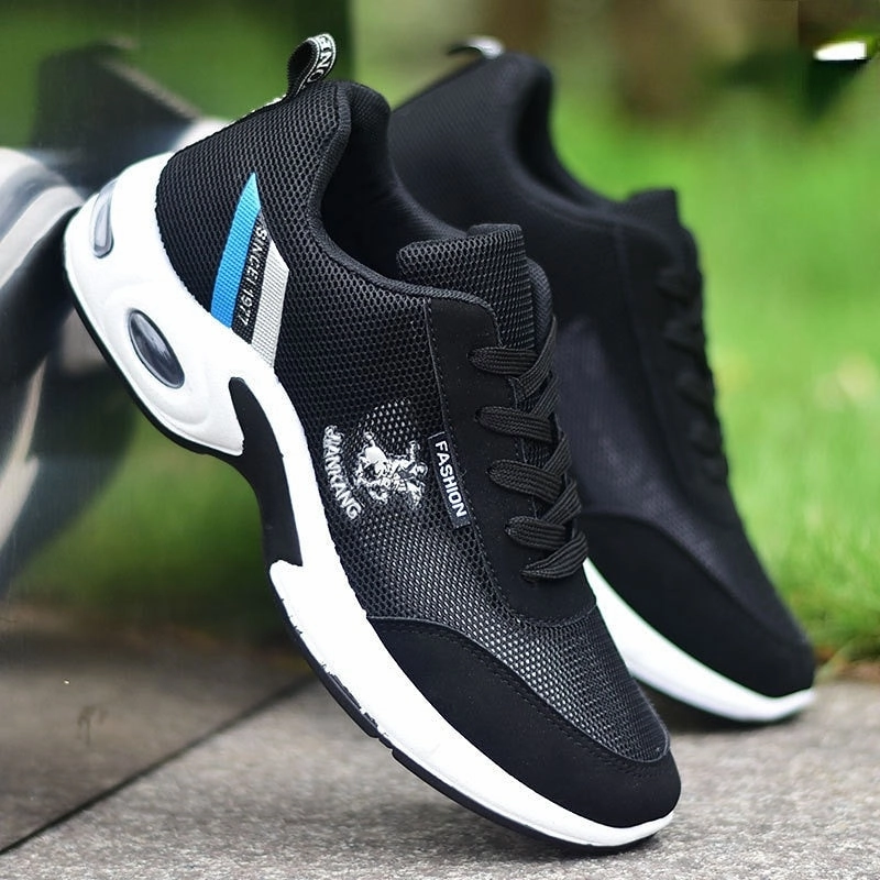 Fashion Air Cushion Men&#39;s Running Shoes Large Size 38-47 Sneakers Breathable Outdoor Sports Leather Shoes Non-Slip Male Sneakers Gear Sneakers 80s