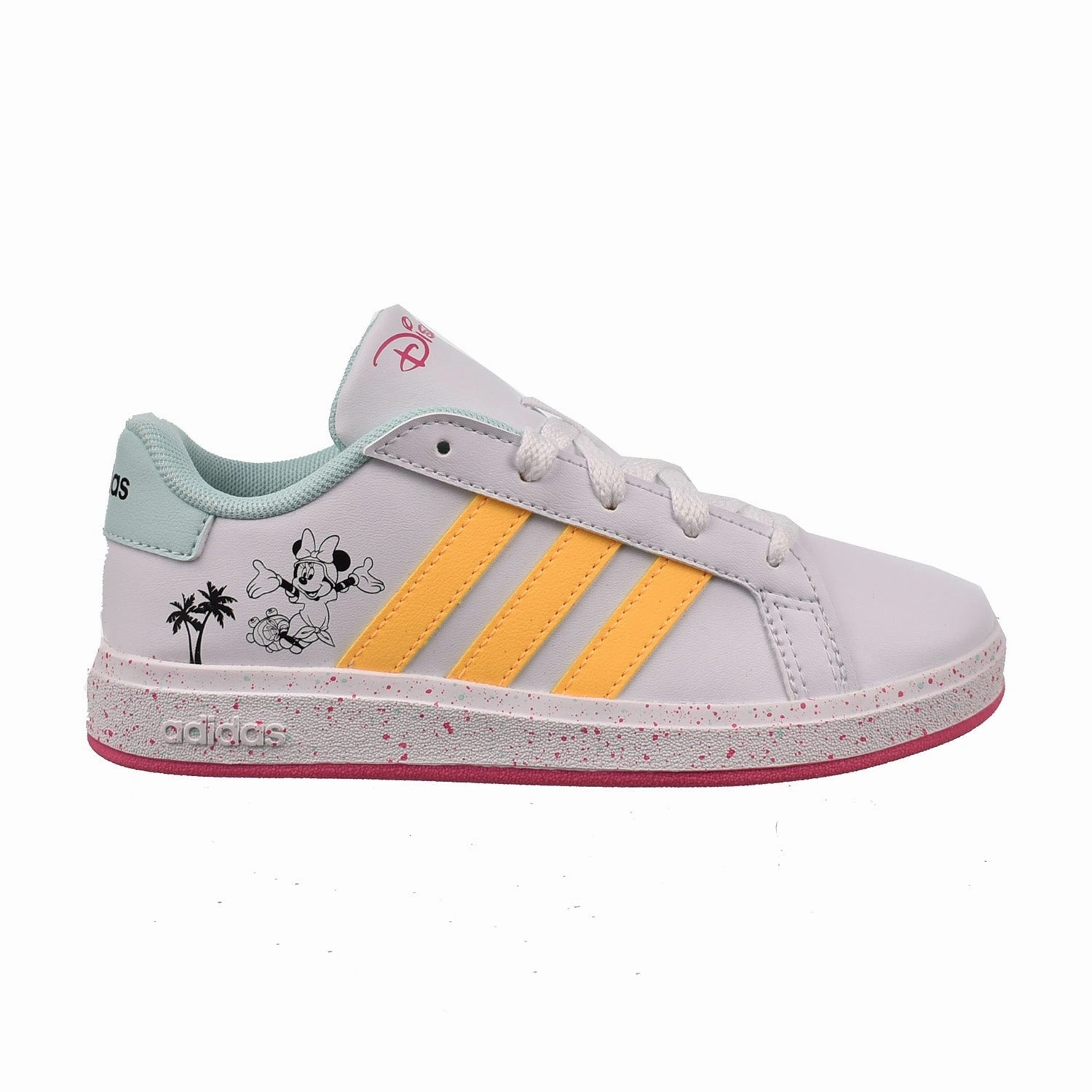 Adidas Canvas Tennis Shoes Adidas Grand Court x Disney Little Kids' Shoes Cloud White-Spark-Pulse Magenta