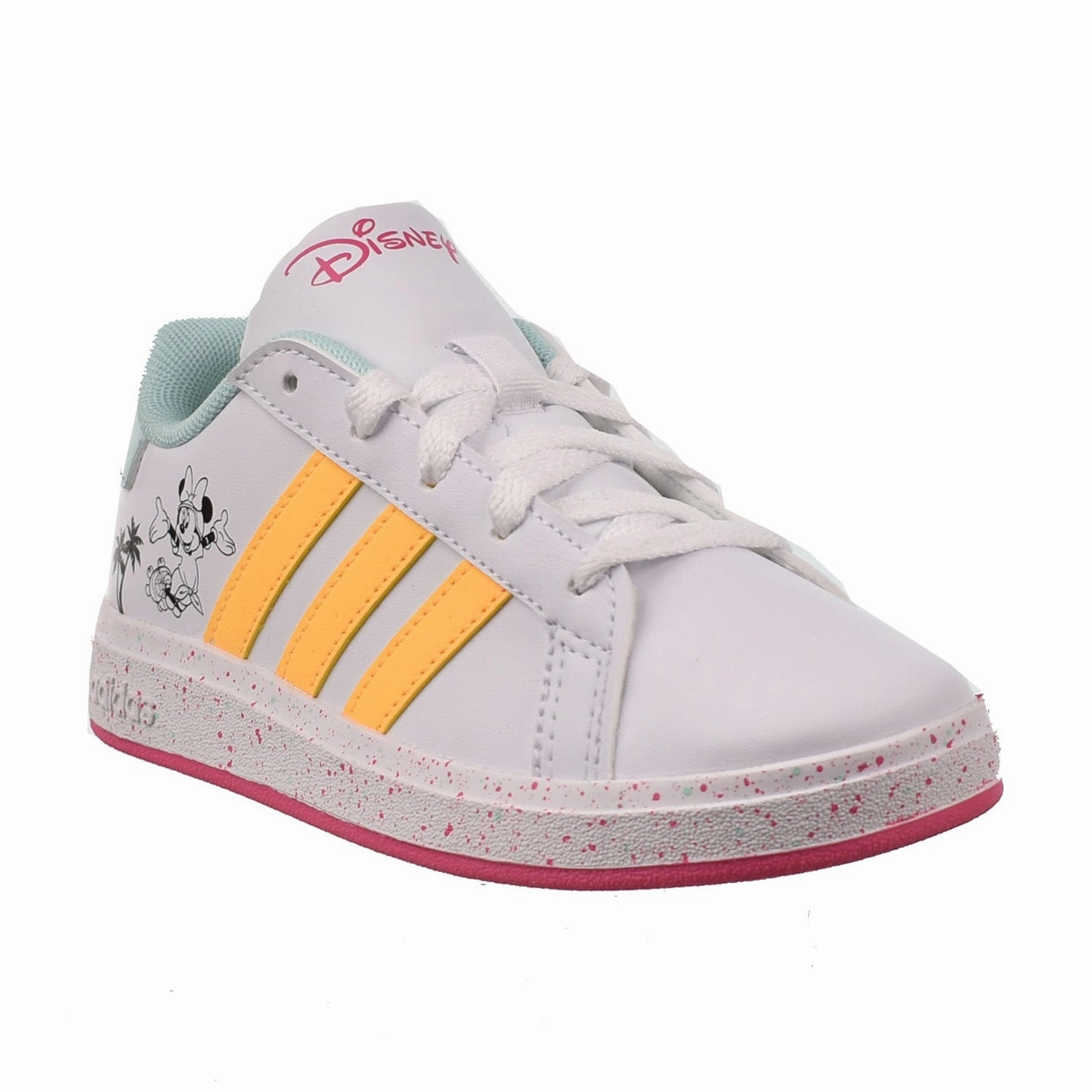 Adidas Jack O Lantern Shoes Adidas Grand Court x Disney Little Kids' Shoes Cloud White-Spark-Pulse Magenta
