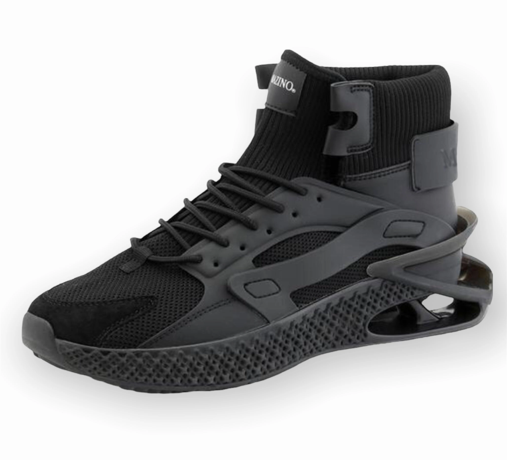 Mazino Aventurine Black Chunky High Top Sneakers - Men Velophasis Casual Shoes