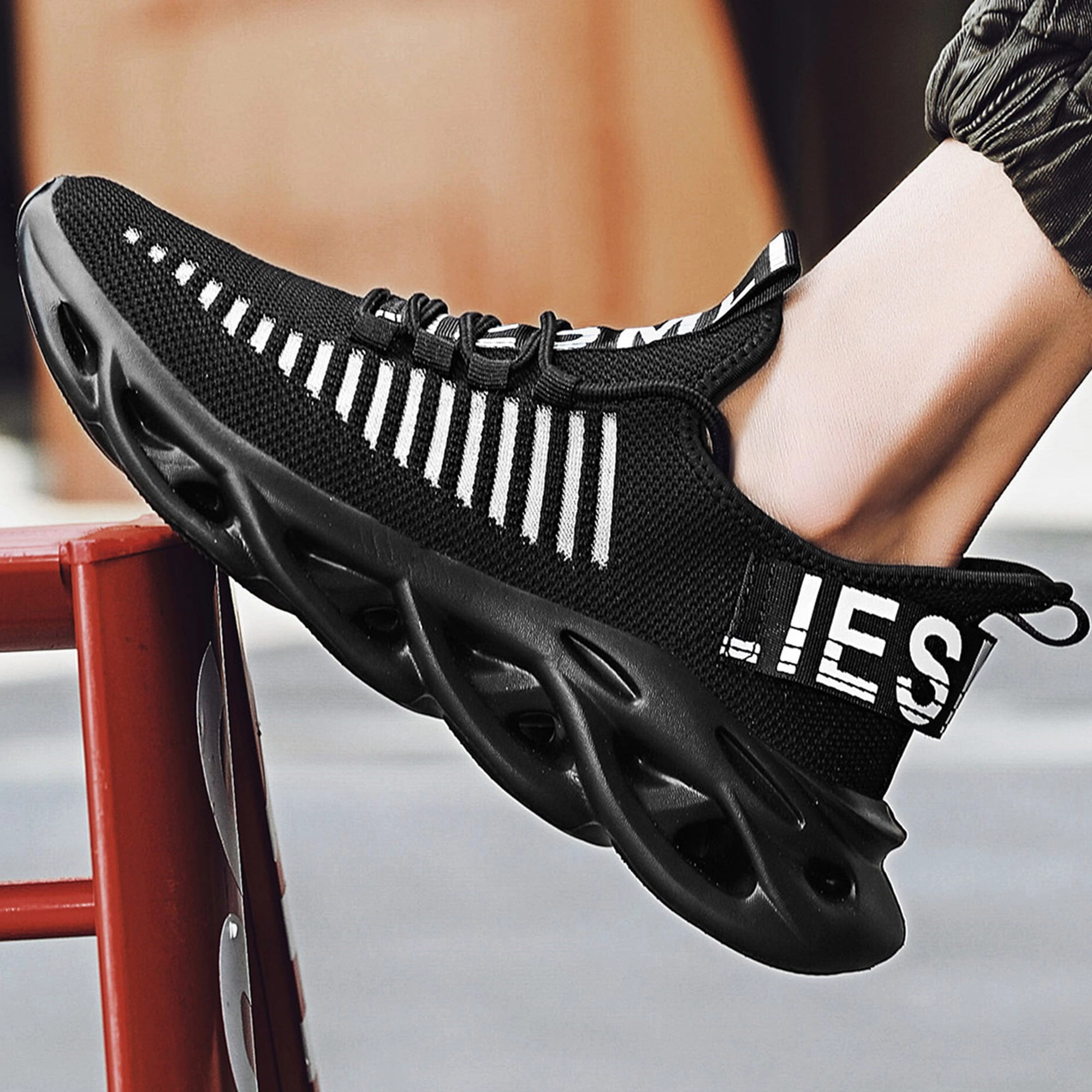 Black White Casual Shoes Men Lightweight Running Athletic Sports Shoes