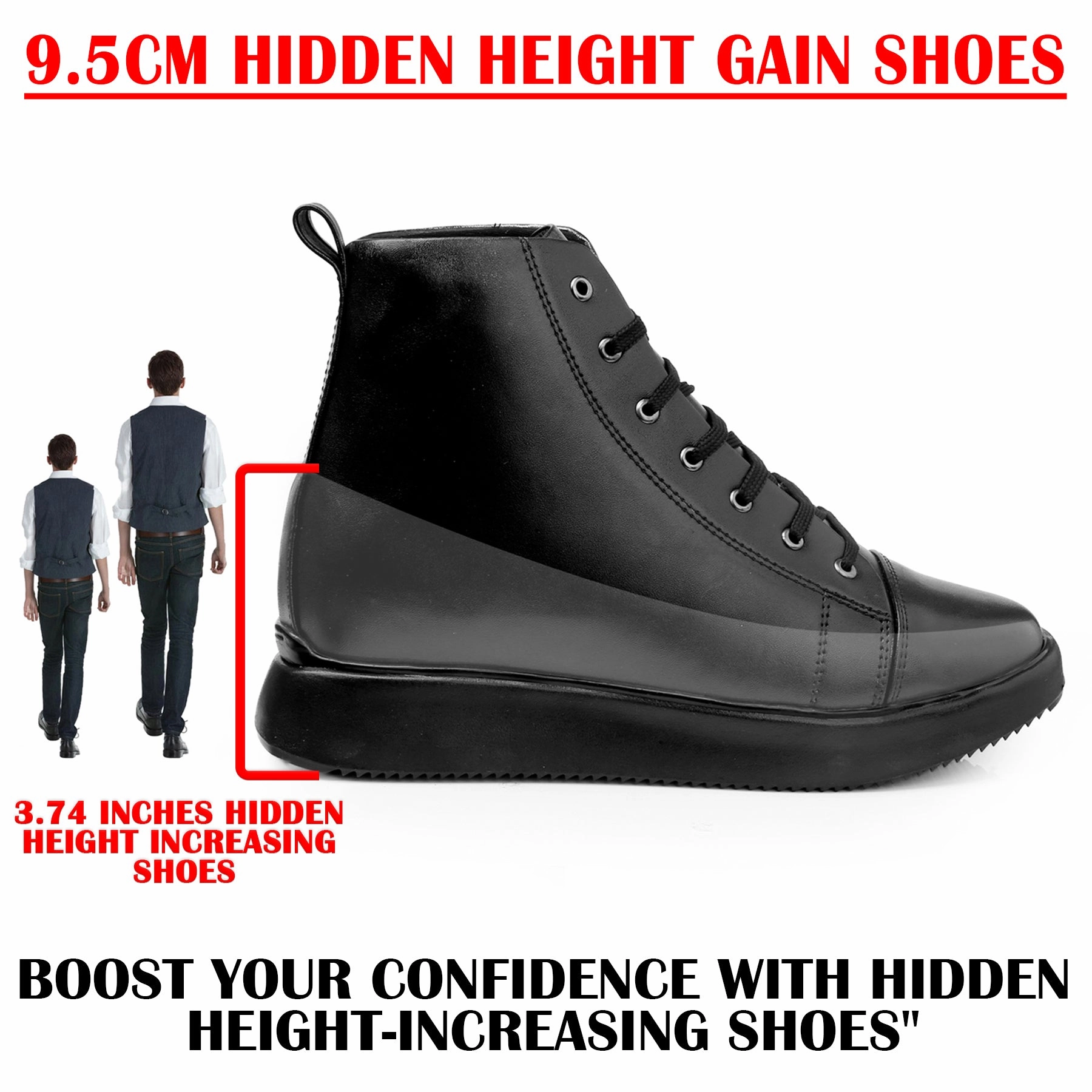 Men's 3.74 Inch (9.5CM) Hidden Height Increasing Boot Puppy Boots