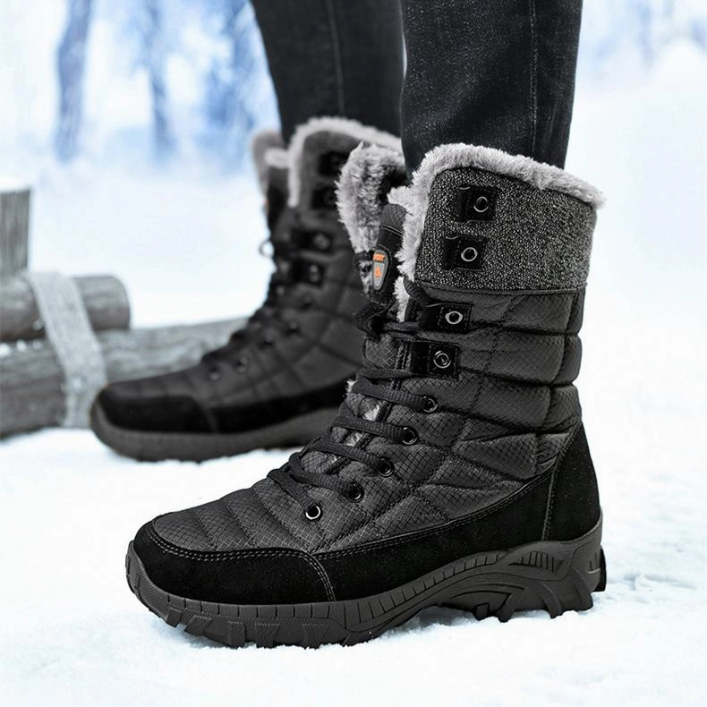 Men's faux fur anti-skid mid calf snow boots | Winter warm outdoors hiking shoes Lil Boots