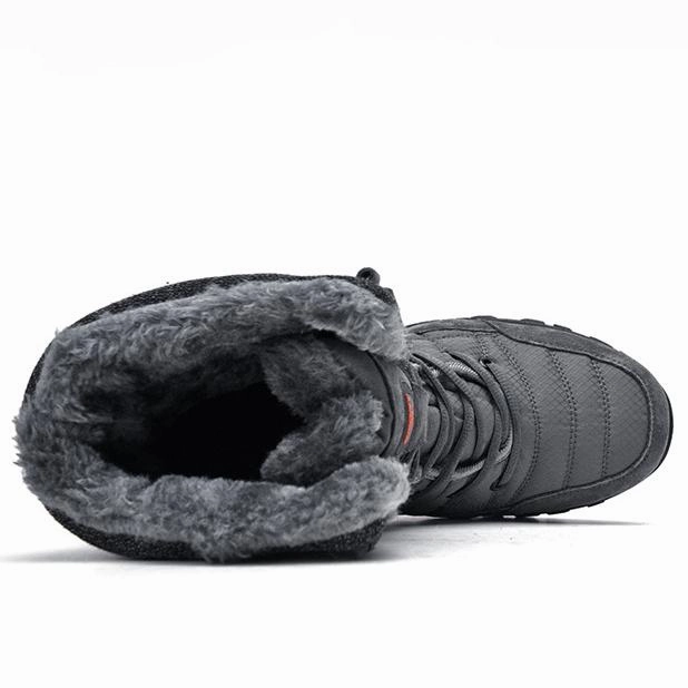 For Motorcycle Boots Men's faux fur anti-skid mid calf snow boots | Winter warm outdoors hiking shoes