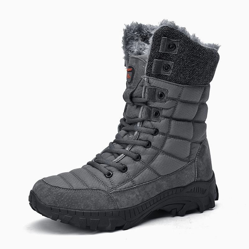 Men's faux fur anti-skid mid calf snow boots | Winter warm outdoors hiking shoes Cowboy Boots Suede