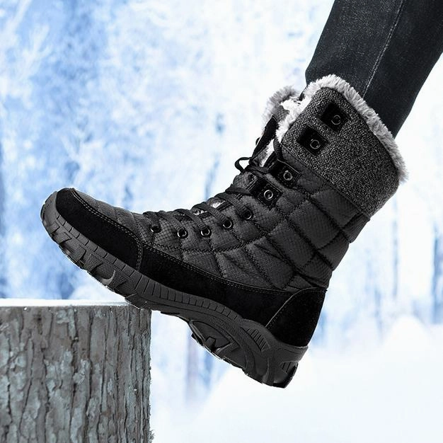 Men's faux fur anti-skid mid calf snow boots | Winter warm outdoors hiking shoes Ariat Walking Boots