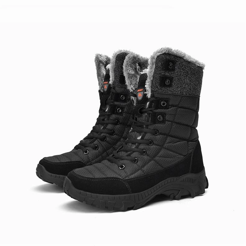 Ice Vibe Boots Men's faux fur anti-skid mid calf snow boots | Winter warm outdoors hiking shoes