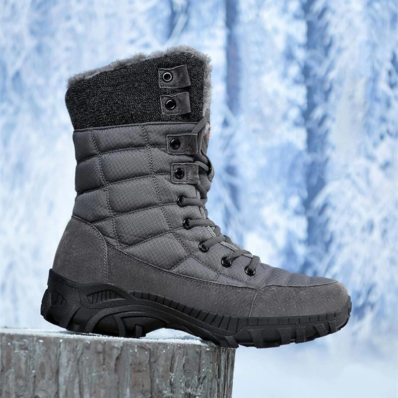 Windriver Boots Men's faux fur anti-skid mid calf snow boots | Winter warm outdoors hiking shoes