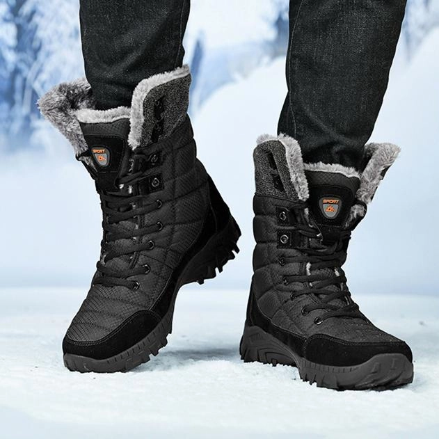 Men's faux fur anti-skid mid calf snow boots | Winter warm outdoors hiking shoes Ghostface Boots