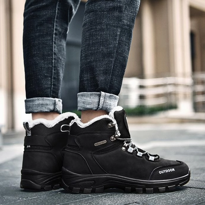 Men's faux fur high cut lace-up snow boots | Outdoors hiking boots for winter Sierra Boots