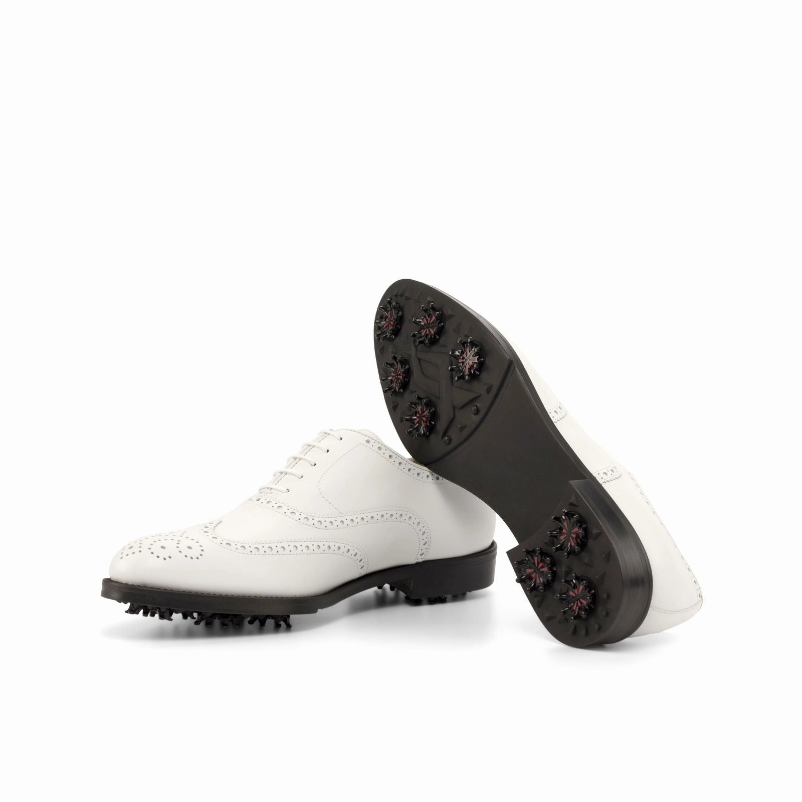 Golf Shoes For Comfort Men's Full Brogue Golf Leather Shoes Wide Plus Size White 4728