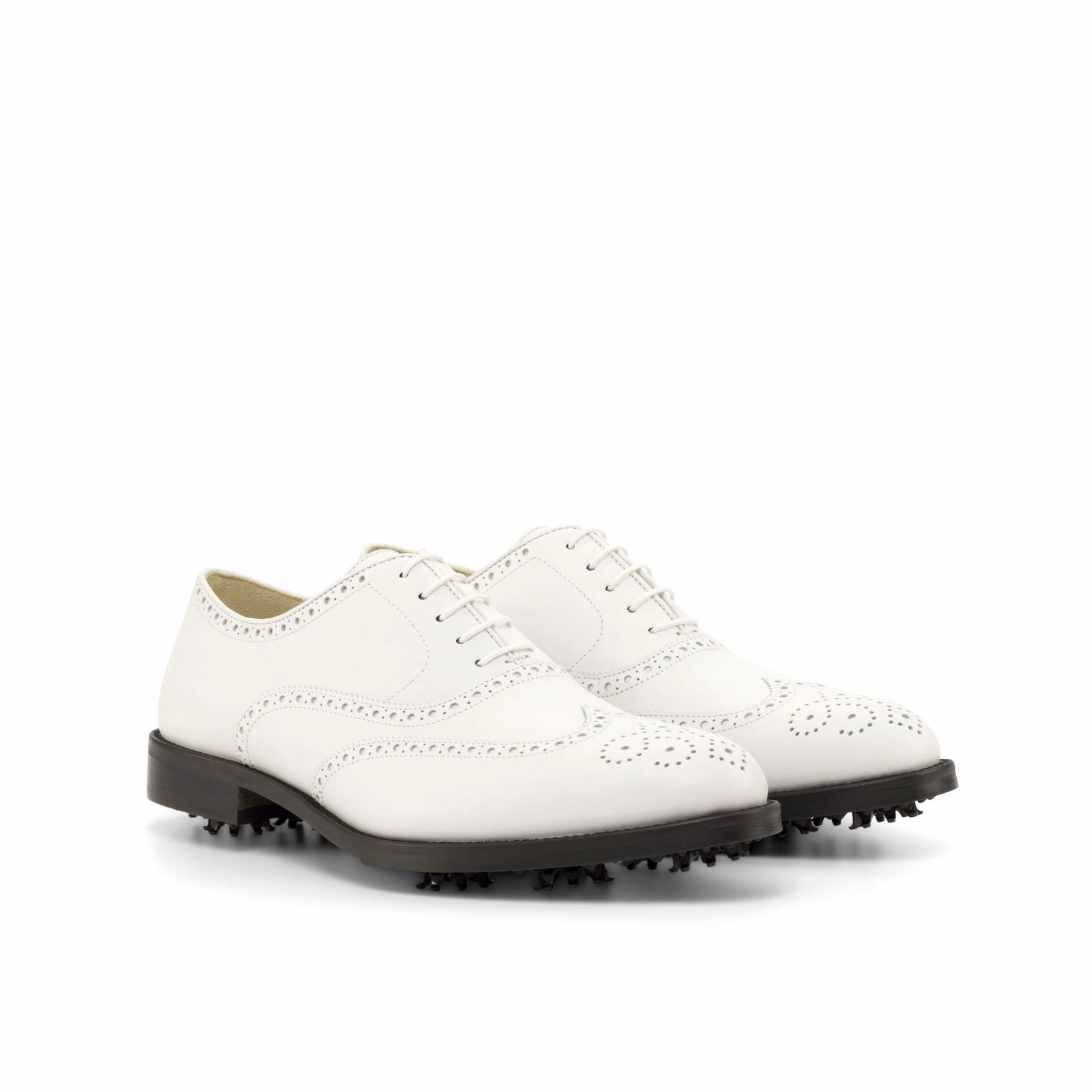Men's Full Brogue Golf Leather Shoes Wide Plus Size White 4728 Asics Golf Shoe