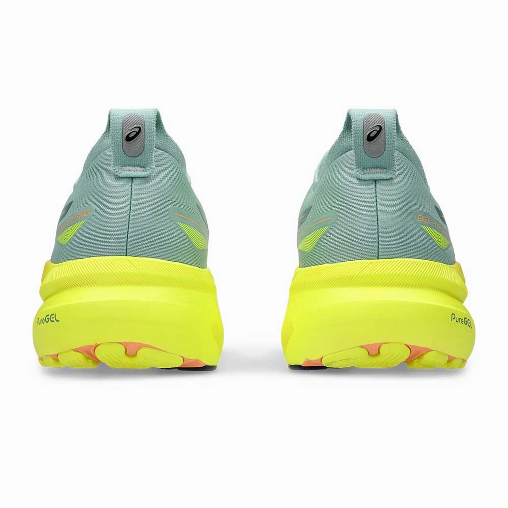 Asics Walking Shoes Plantar Fasciitis Men's Gel-Kayano 31 Paris Running Shoe - Light Celadon/Safety Yellow - Regular (D)