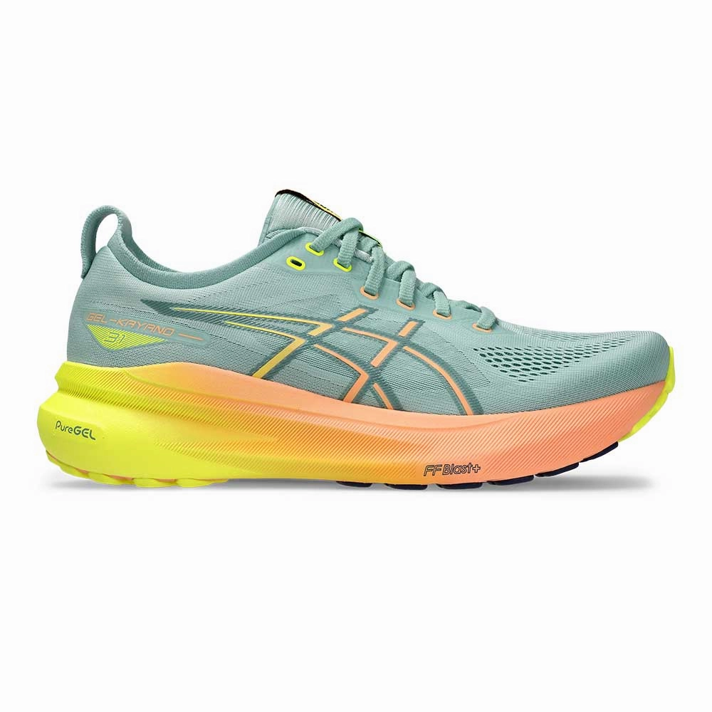 Men's Gel-Kayano 31 Paris Running Shoe - Light Celadon/Safety Yellow - Regular (D) ASICS Shoes Online