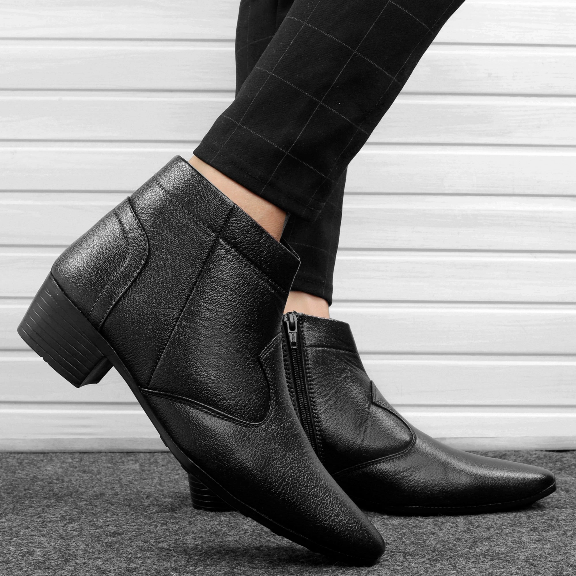 Lug Sole Chelsea Boots Men's Height Increasing Faux Leather Formal Boots