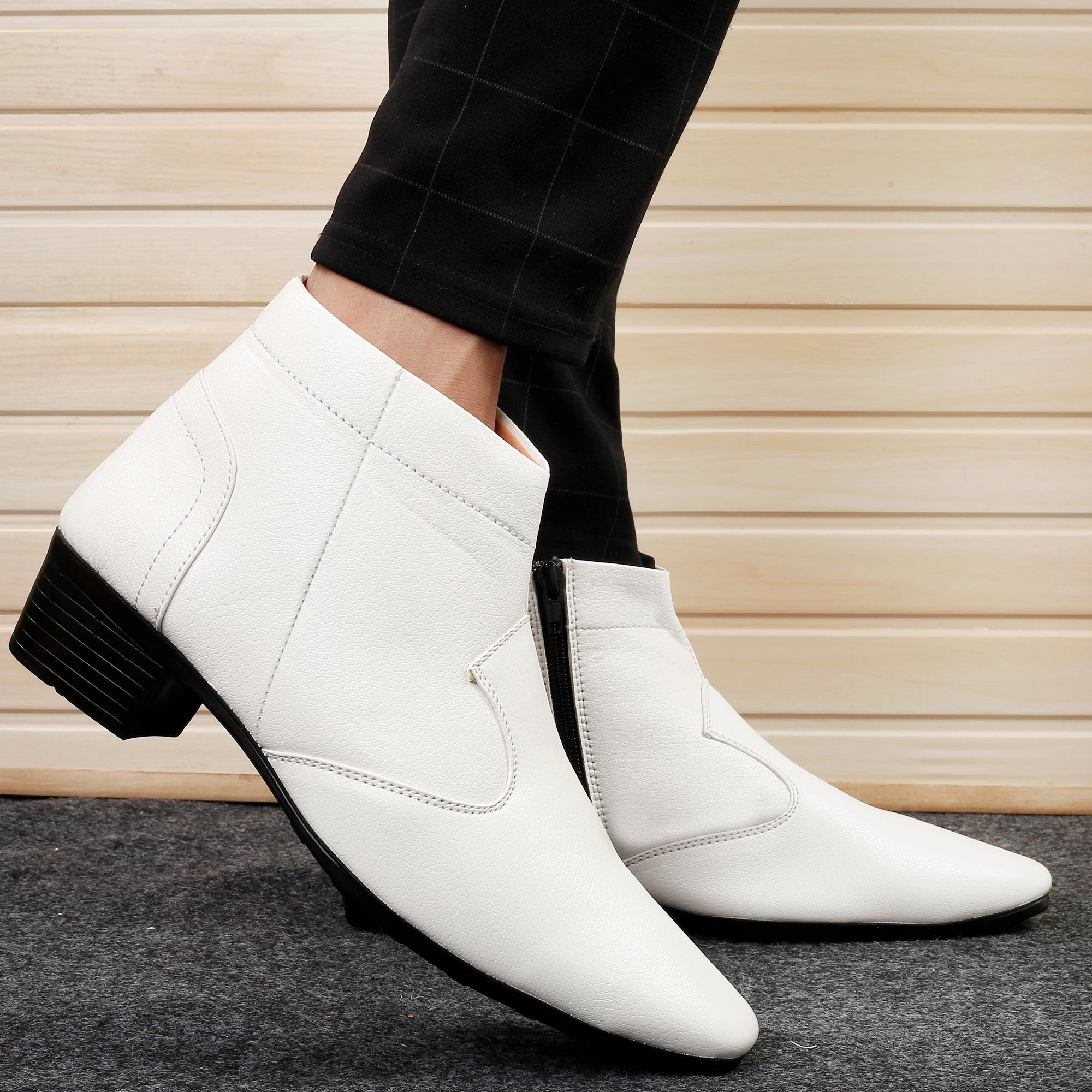 Running Boots Men's Height Increasing Faux Leather Formal Boots