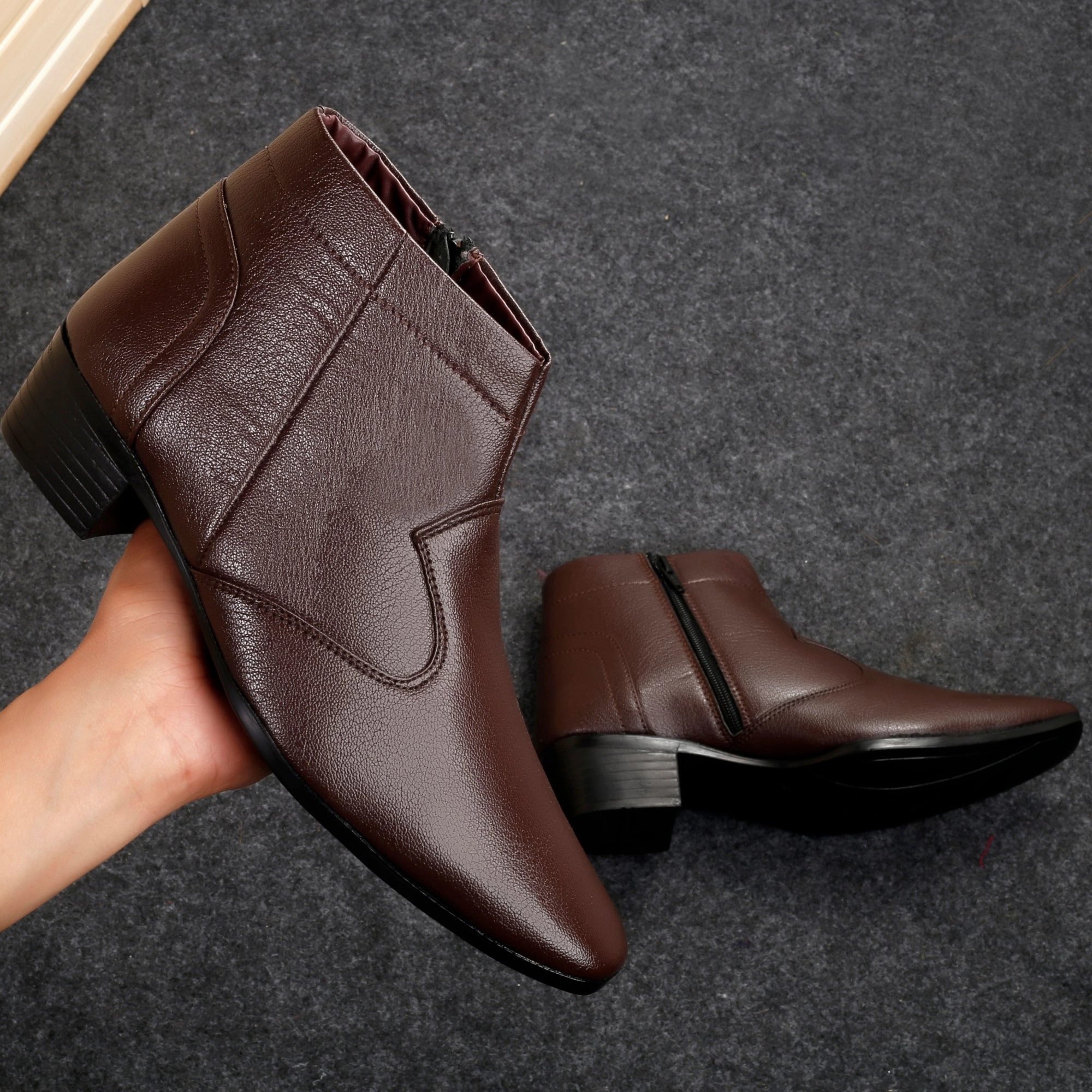 Kiltie Boots Men's Height Increasing Faux Leather Formal Boots