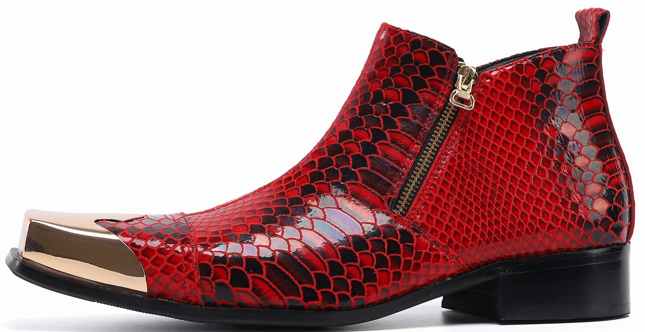 Wide Boots Men's Metal Square Toe Zipper Western Boots