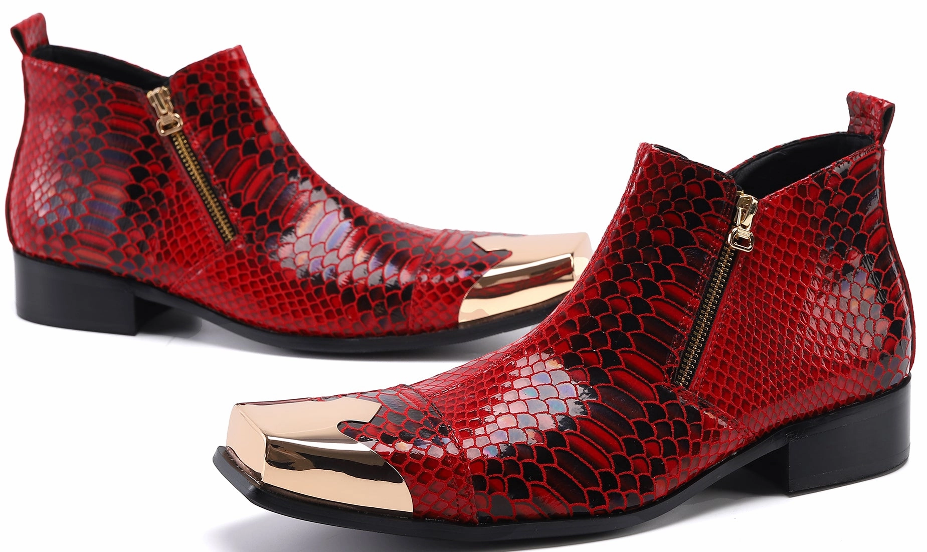 Men's Metal Square Toe Zipper Western Boots Boots From Dora