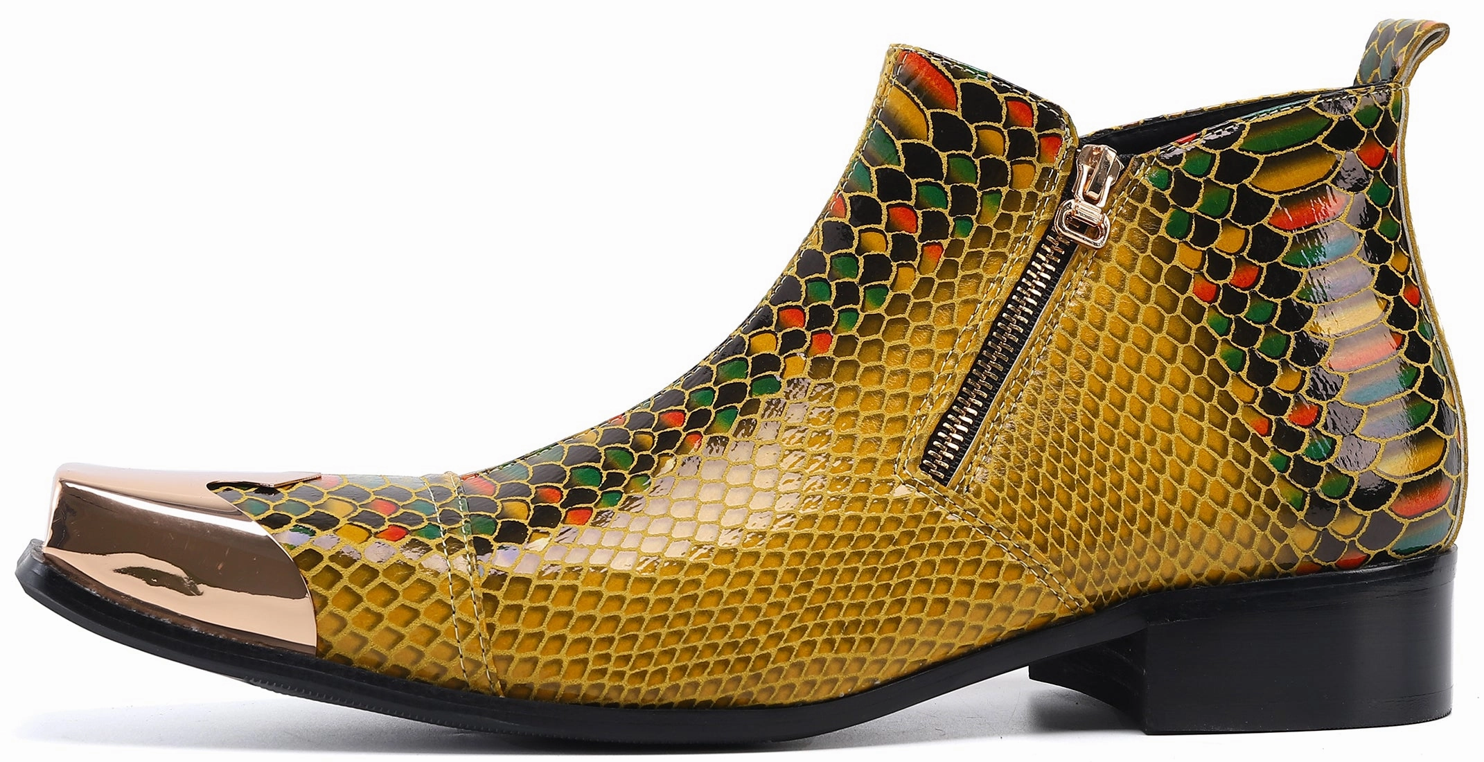 Boots Victorian Style Men's Metal Square Toe Zipper Western Boots