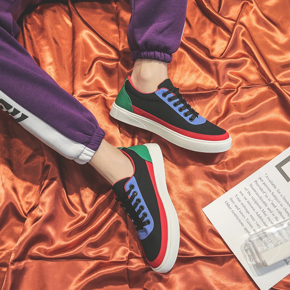 Men's Spring Travel Shoes Patchwork Casual Shoes Lace-up Sport Plate shoes Shin Splints From Flat Shoes