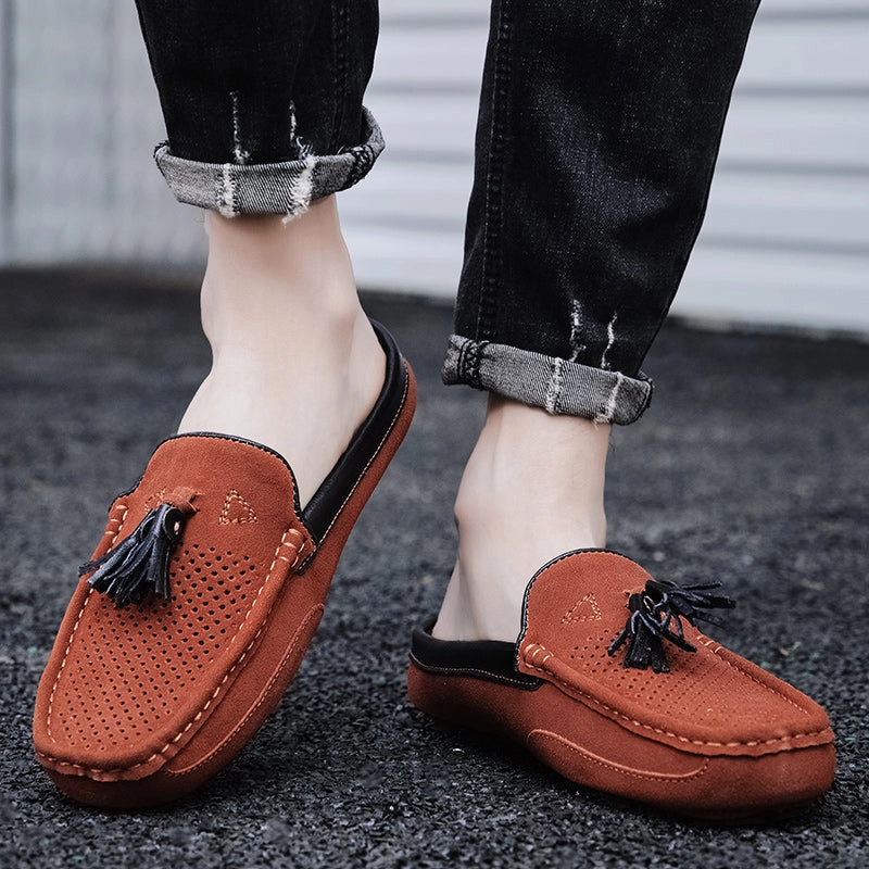 Men's Tassel Perforated Driving Clogs Sponge Clogs
