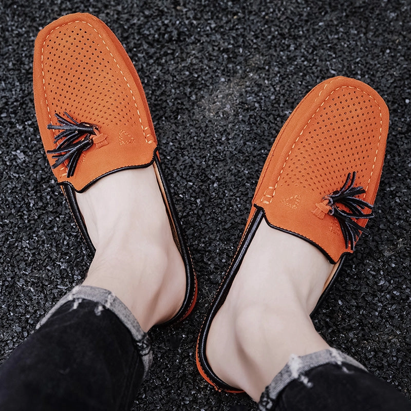 Fleece Lined Boston Clogs Men's Tassel Perforated Driving Clogs