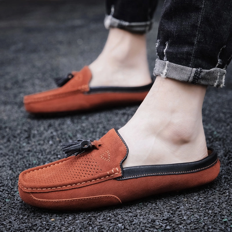 Popping Your Clogs Men's Tassel Perforated Driving Clogs