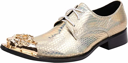 Men's Western Derby Metal Dragon Tip Flat Boots Leather