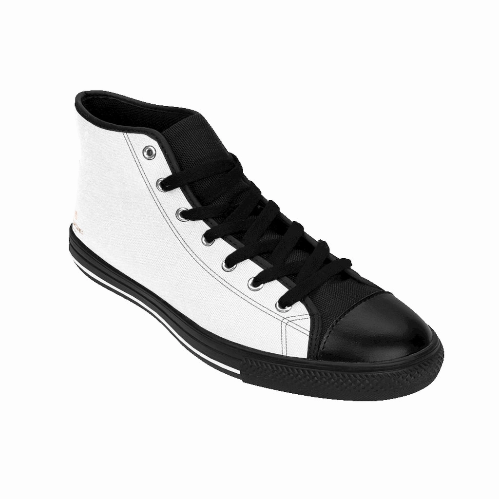 Men's White High-top Sneakers, Solid Color Minimalist Designer Tennis Running Shoes Different Styles Of Cowboy Boots