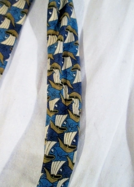 Rubber Fishing Boots Mens ART OF M.C. ESCHER Neck TIE Necktie FISH & BOATS Symmetry E72, 1948 BLUE