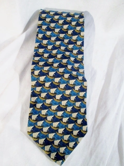 Wedge Heel Work Boots Mens ART OF M.C. ESCHER Neck TIE Necktie FISH & BOATS Symmetry E72, 1948 BLUE