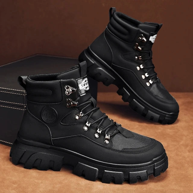 High Boots Leather Mens Boots Shoes Tactical Military Combat