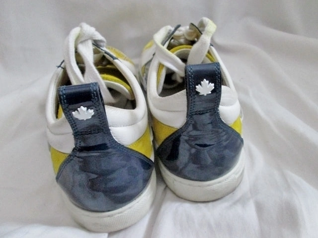 Mens DSQUARED2  ITALY Lowrise Sneaker Trainer WHITE YELLOW 9.5 Leather Eye Boots Army Surplus