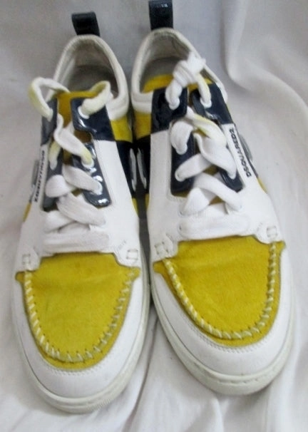 Western Boots And Shoes Mens DSQUARED2  ITALY Lowrise Sneaker Trainer WHITE YELLOW 9.5 Leather Eye
