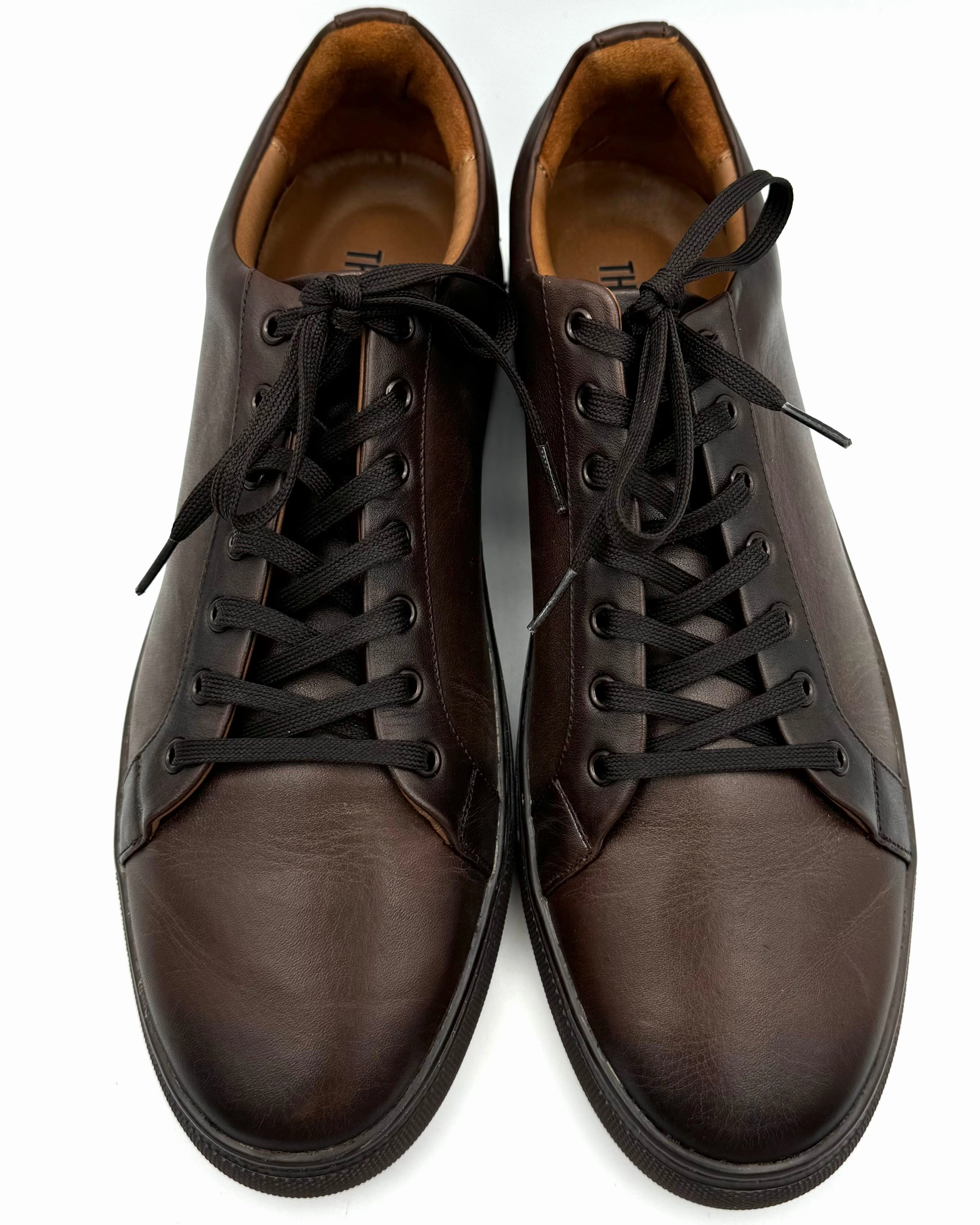 MENS Espresso Brown Leather Sneakers - Size 12.5 Waterproof Boots Winter