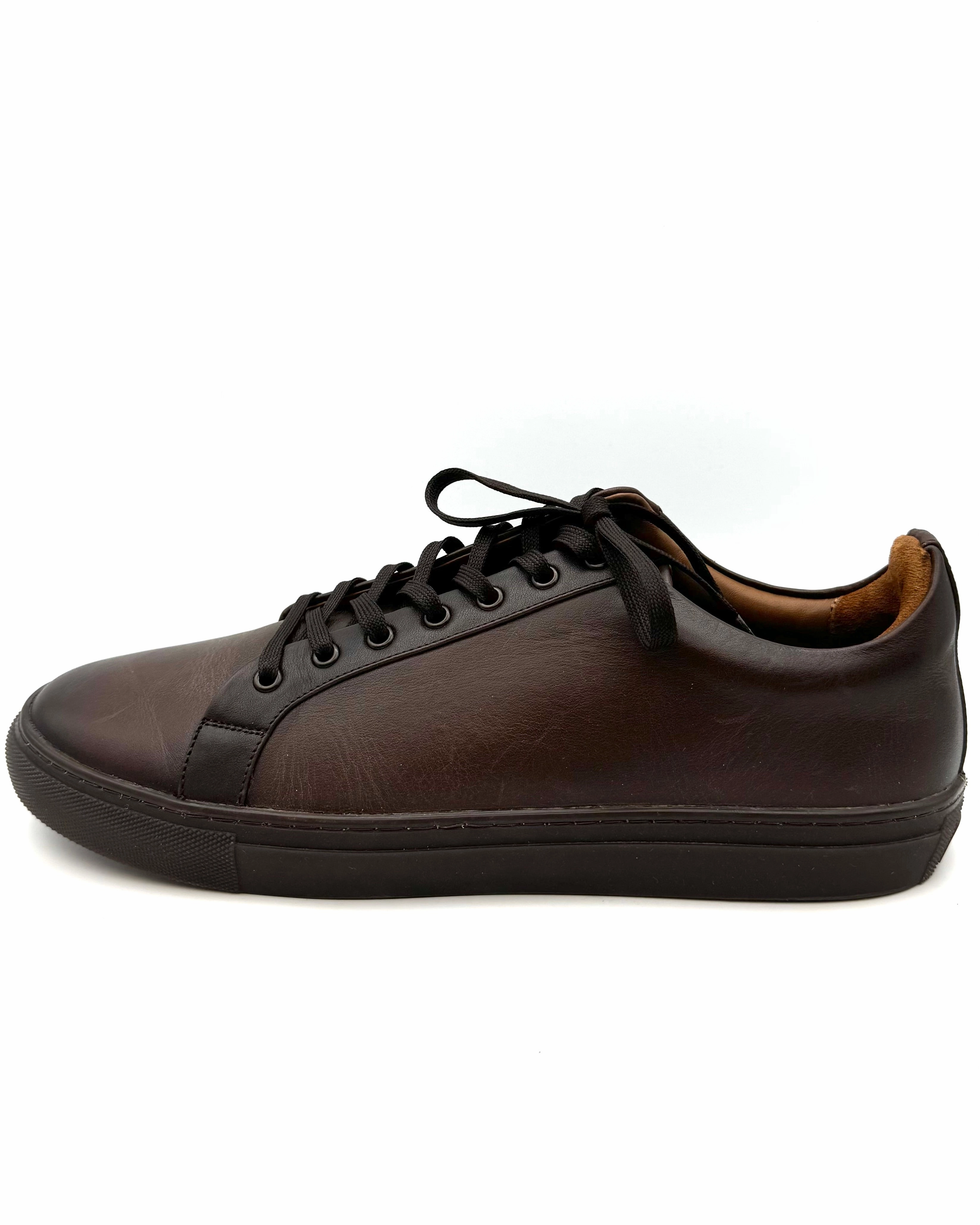 MENS Espresso Brown Leather Sneakers - Size 12.5 Recommended Walking Boots