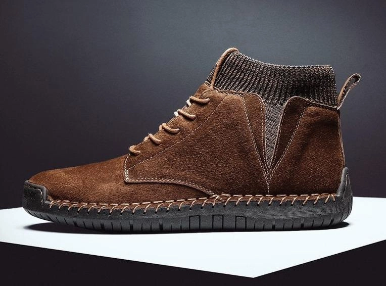 High Knee Boots Dress Mens fur lining winter shoes casual ankle boots suede retro lace-up boots