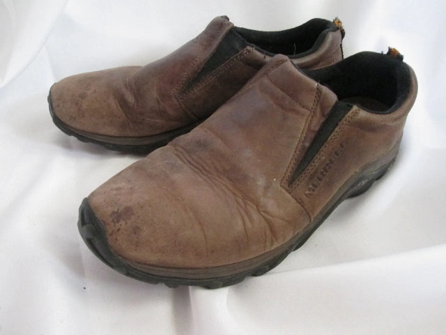 Flat Knee Boots Mens MERRELL JUNGLE MOC Leather Slip on Shoe Loafer 10 NUBUCK BROWN