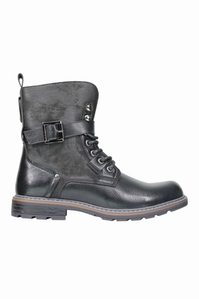 Mens Retro Biker Boots PU Leather 6 Ankle Lace up Side Zip Army Military Shoes Gore Tex Boots
