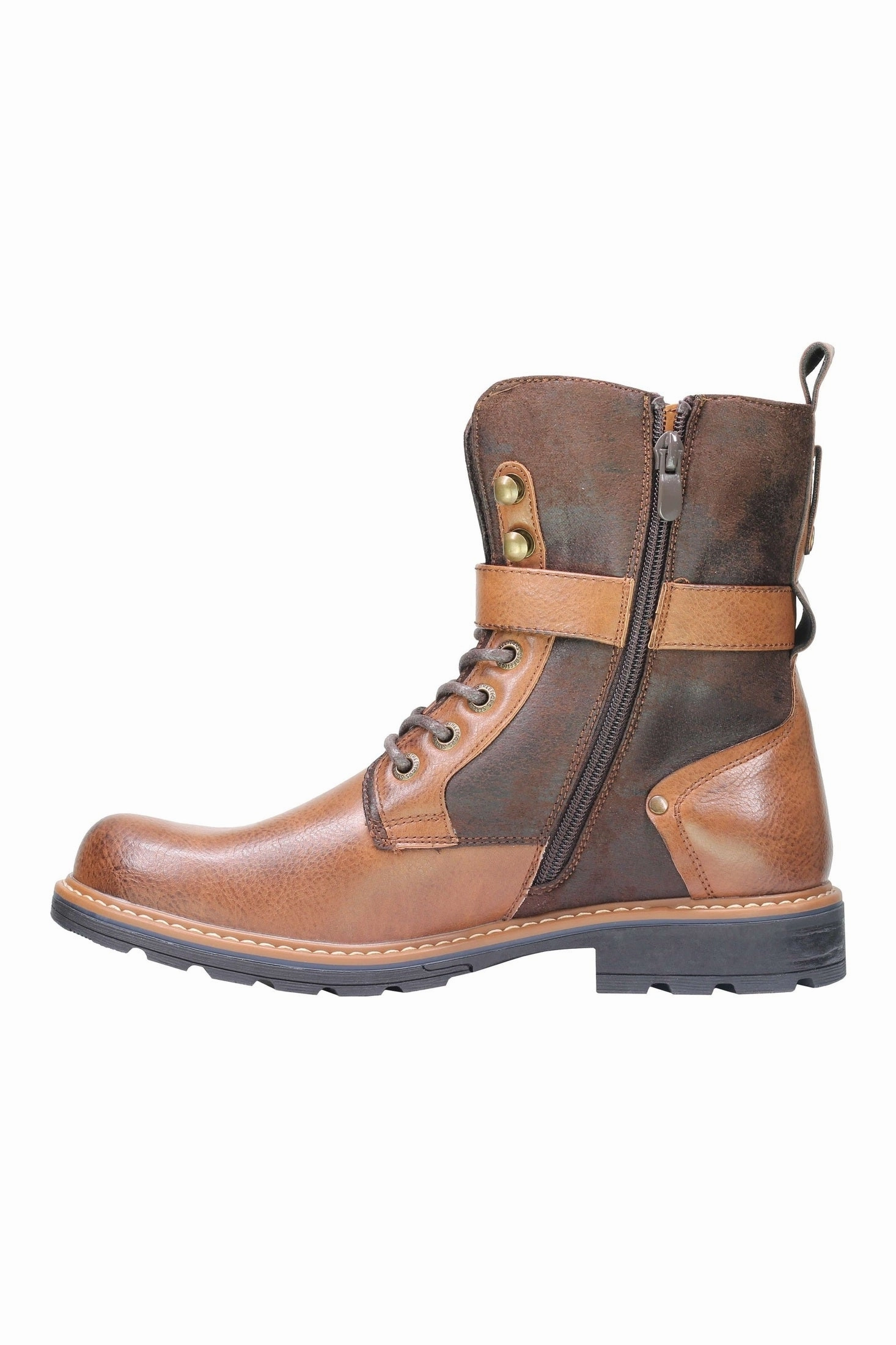 Go Go Boots 60s Mens Retro Biker Boots PU Leather 6 Ankle Lace up Side Zip Army Military Shoes