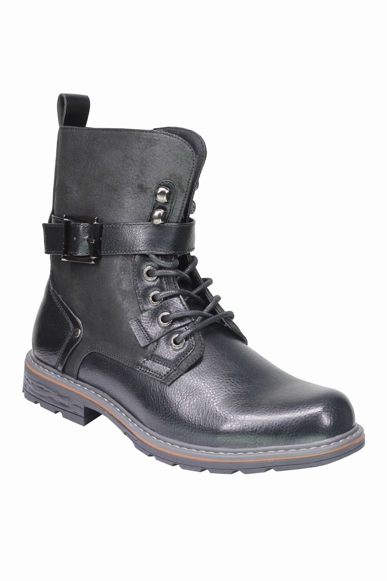 Durango Boots Rebel Mens Retro Biker Boots PU Leather 6 Ankle Lace up Side Zip Army Military Shoes