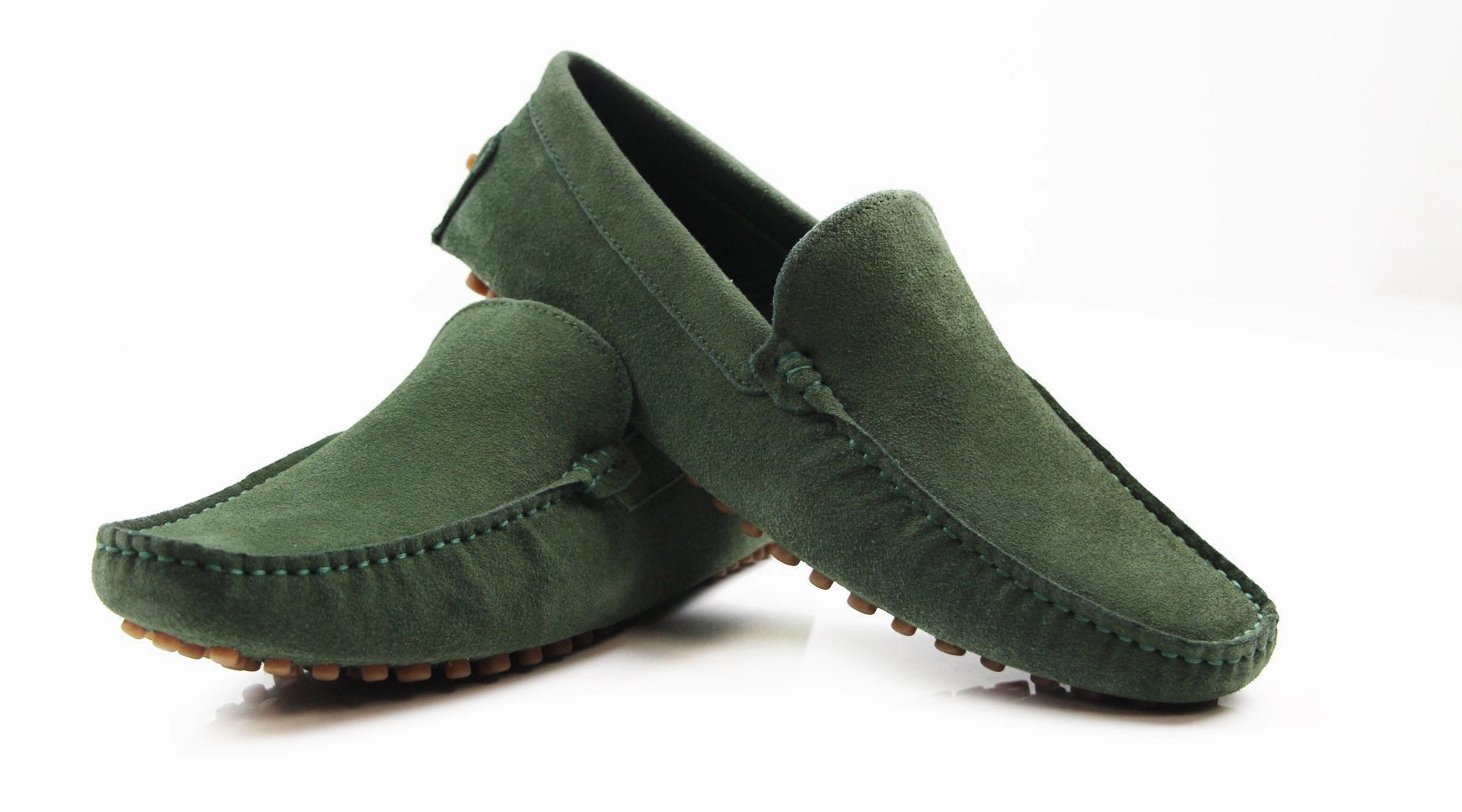 Street Casual Shoes Mens Zasel Summer Slip On Green Suede Boat Shoes